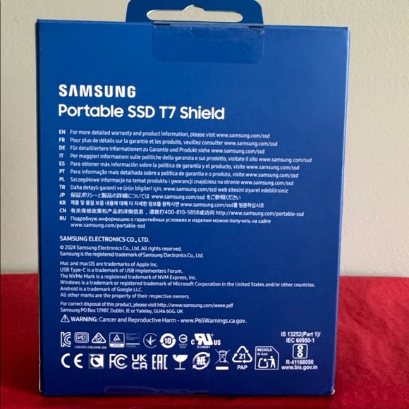 Samsung T7 Shield 1TB, USB 3.2, 2.5" External SSD - Blue (MU-PE1TOR) - Picture 2 of 9